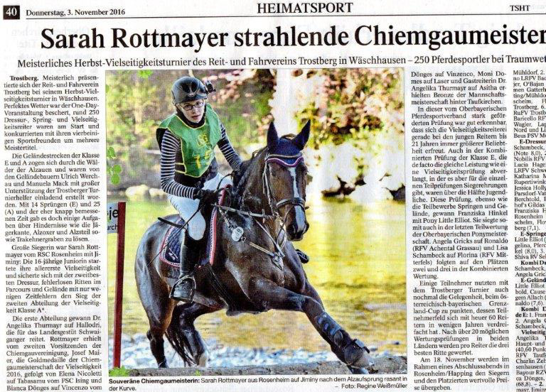 Trostberger Tagblatt Bericht und Vorankündigung Siegerehrung